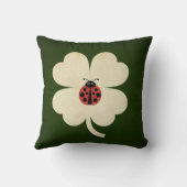 かわいいグリーンラッキーラディバグシャムロック クッション (裏面)