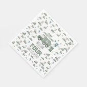 かわいいグリーンリサイクルトラックキッズネーム年齢誕生日 スタンダードランチョンナプキン (角)