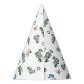 かわいいグリーンリサイクルトラックキッズネーム年齢誕生日 パーティーハット (裏面)