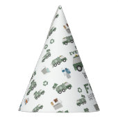 かわいいグリーンリサイクルトラックキッズネーム年齢誕生日 パーティーハット (左)