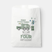 かわいいグリーンリサイクルトラックキッズネーム年齢誕生日 フェイバーバッグ (正面)