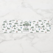 かわいいグリーンリサイクルトラックキッズネーム年齢誕生日 ペットボトルラベル (シングルラベル)