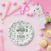 かわいいグリーンリサイクルトラックキッズネーム年齢誕生日 ペーパープレート (パーティー)