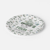 かわいいグリーンリサイクルトラックキッズネーム年齢誕生日 ペーパープレート (アングル)