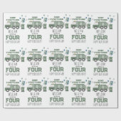 かわいいグリーンリサイクルトラックキッズネーム年齢誕生日 ラッピングペーパー (フラット)