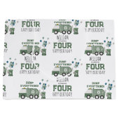 かわいいグリーンリサイクルトラックキッズネーム年齢誕生日 ラージペーパーバッグ (正面)