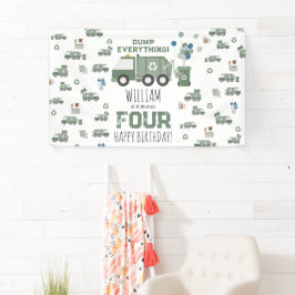 かわいいグリーンリサイクルトラックキッズネーム年齢誕生日 横断幕