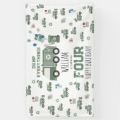 かわいいグリーンリサイクルトラックキッズネーム年齢誕生日 横断幕 (縦)