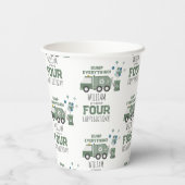 かわいいグリーンリサイクルトラックキッズネーム年齢誕生日 紙コップ (裏面)