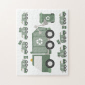 かわいいグリーンリサイクルトラックキッズビークル誕生日 ジグソーパズル (縦)