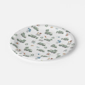 かわいいグリーンリサイクルトラックキッズビークル誕生日 ペーパープレート (アングル)