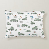 かわいいグリーンリサイクルトラックキッズ車のパターン アクセントクッション (正面)