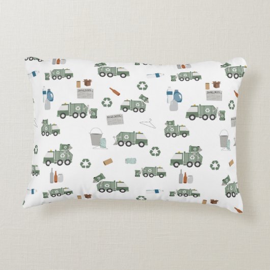 かわいいグリーンリサイクルトラックキッズ車のパターン アクセントクッション (裏面)
