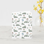 かわいいグリーンリサイクルトラックキッズ車のパターン カード (黄色い花)