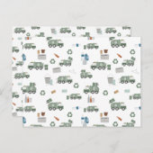 かわいいグリーンリサイクルトラックキッズ車のパターン ポストカード (正面/裏面)