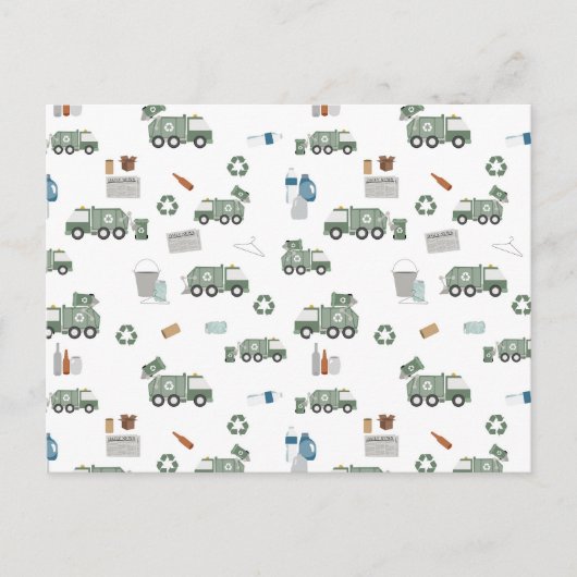 かわいいグリーンリサイクルトラックキッズ車のパターン ポストカード (正面)