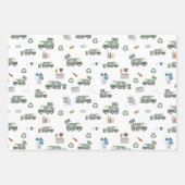 かわいいグリーンリサイクルトラックキッズ車のパターン ラッピングペーパーシート (正面2)
