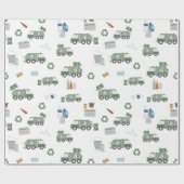 かわいいグリーンリサイクルトラックキッズ車のパターン ラッピングペーパー (フラット)