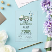 かわいいグリーンリサイクルトラックボーイズビークル誕生日 アクリル招待状 (インサイチュ (ウェディング))