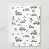 かわいいグリーンリサイクルトラックボーイズビークル誕生日 招待状 (裏面)