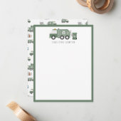 かわいいグリーンリサイクルトラック車の子供の名前 ノートカード (正面/裏面インサイチュ)