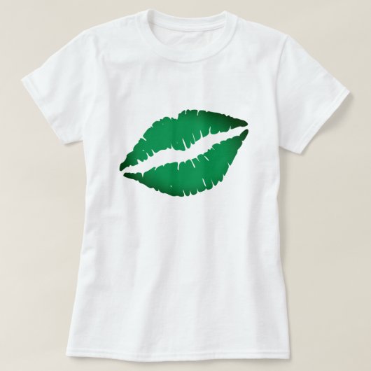 かわいいグリーンリップキス私はアイリッシュセントパトリックの日 Tシャツ (デザイン正面)