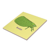 かわいいグリーンリーフホッパー昆虫漫画イラストレーション タイル (側面)