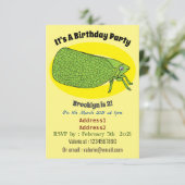 かわいいグリーンリーフホッパー昆虫漫画イラストレーション 招待状 (スタンド正面)