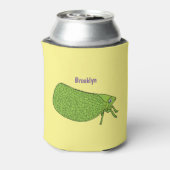 かわいいグリーンリーフホッパー昆虫漫画イラストレーション 缶クーラー (缶裏面)