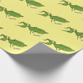 かわいいグリーンリーフ昆虫漫画イラストレーション ラッピングペーパー (角)