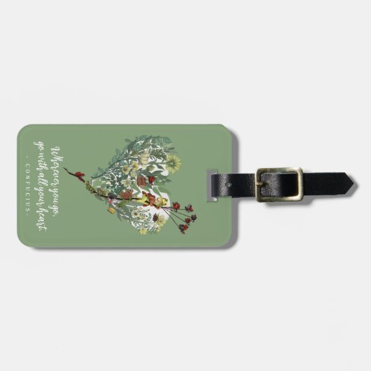 かわいいグリーンレディーバグアドベンチャー感動的引用文 ラゲッジタグ (正面横)