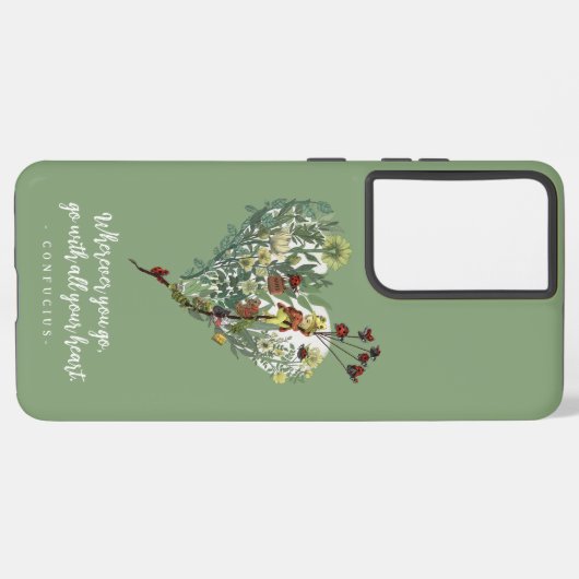 かわいいグリーンレディーバグアドベンチャー感動的引用文 SAMSUNG GALAXYケース (左側面)