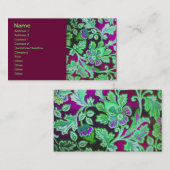 かわいいグリーンヴィンテージフローラルパターン 名刺 (正面/裏面)