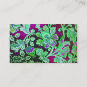 かわいいグリーンヴィンテージフローラルパターン 名刺 (裏面)