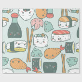 かわいいグリーン寿司てんぷら可愛い ラッピングペーパー (フラット)