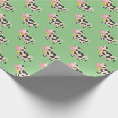 かわいいグリーン牛の子供の贈り物 ラッピングペーパー (角)