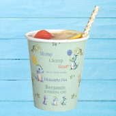 かわいいグリーン男の赤ちゃん恐竜1st誕生日パーティー 紙コップ