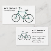 かわいいグリーン自転車図解入りの、写真付きのの名刺 名刺 (正面/裏面)