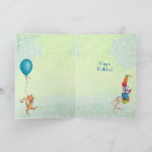 かわいいグリーン誕生日ボーイイラストレーション カード (内部)