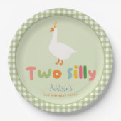 かわいいグリーン間抜けツーガース2回目の誕生日 ペーパープレート (正面)