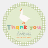 かわいいグリーン間抜けツーガース2歳のお誕生日おめでとう ラウンドシール (正面)