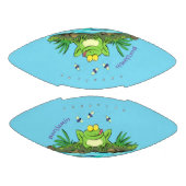 かわいいグリーン飢えたカエル漫画イラストレーション アメリカンフットボール (パネル)