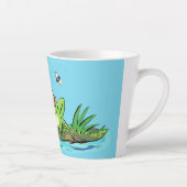 かわいいグリーン飢えたカエル漫画イラストレーション カフェラテマグ (右)