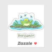 かわいいグリーン飢えたカエル漫画イラストレーション シール (シート)