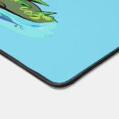 かわいいグリーン飢えたカエル漫画イラストレーション デスクマット (コーナー)