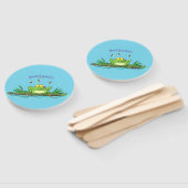 かわいいグリーン飢えたカエル漫画イラストレーション ハンドファン (組立なし)