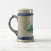 かわいいグリーン飢えたカエル漫画イラストレーション ビールジョッキ (左)