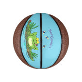 かわいいグリーン飢えたカエル漫画イラストレーション ミニバスケットボール (縦)