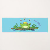 かわいいグリーン飢えたカエル漫画イラストレーション ヨガマット (裏面(横))