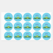 かわいいグリーン飢えたカエル漫画イラストレーション ラベル (シート)